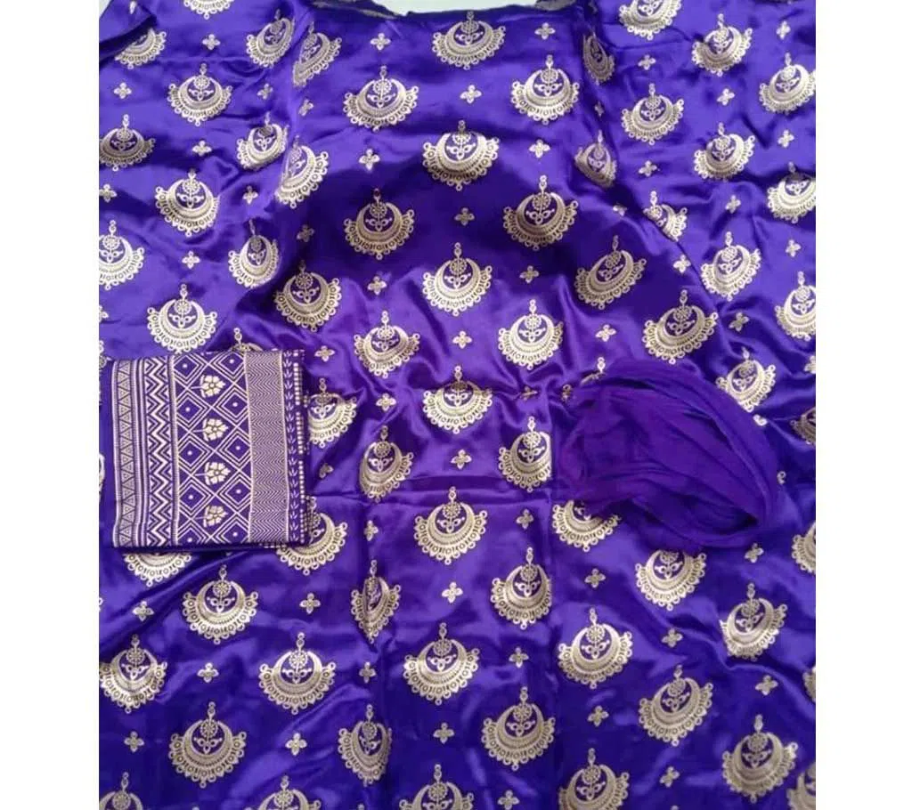 Purple  Unstitched Joypuri Print Three Piece Salwar Kameez for Women ( 3 Piece)
