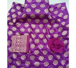 Violet Unstitched Japani Silk Skin Print Three Piece Salwar Kameez for Women ( 3 Piece)