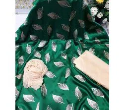 Deep Green Unstitched Joypuri Print Three Piece Salwar Kameez for Women ( 3 Piece)