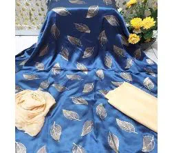 Navy Blue Unstitched Joypuri Print Three Piece Salwar Kameez for Women ( 3 Piece)