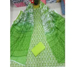 Green Unstitched Boutiques Screen Print Three Piece Salwar Kameez for Women ( 3 Piece)