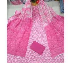 Pink Unstitched Boutiques Screen Print Three Piece Salwar Kameez for Women ( 3 Piece)