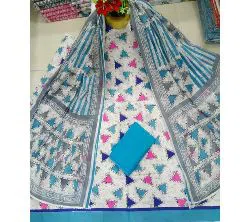 Sky Blue  Unstitched Boutiques Screen Print Three Piece Salwar Kameez for Women ( 3 Piece)