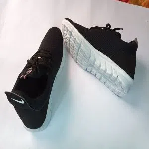 Men Casual Shoes / Sneakers Black Color With White Sole