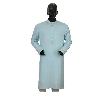 Mens Long Cotton Panjabi - 29 (Light Blue)