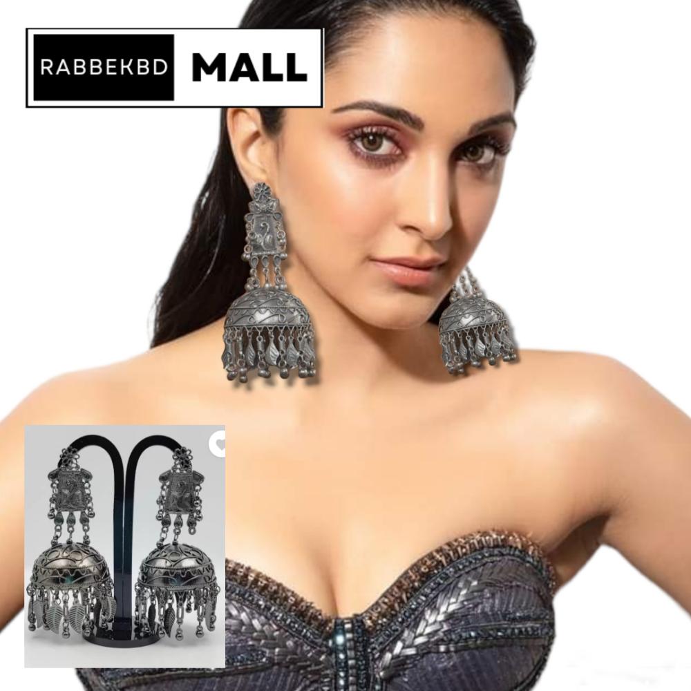 Indian Hot Looking -Silver Big Jhumka Earring for Women & Girls-Silver