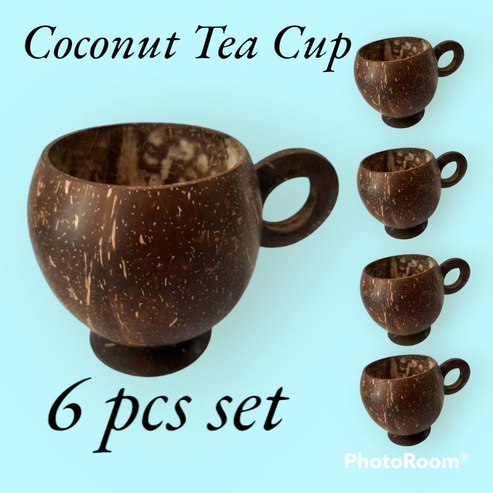 6 Pieces Set Most Beautiful Coconut Tea Coffe Cup-100% Handmade