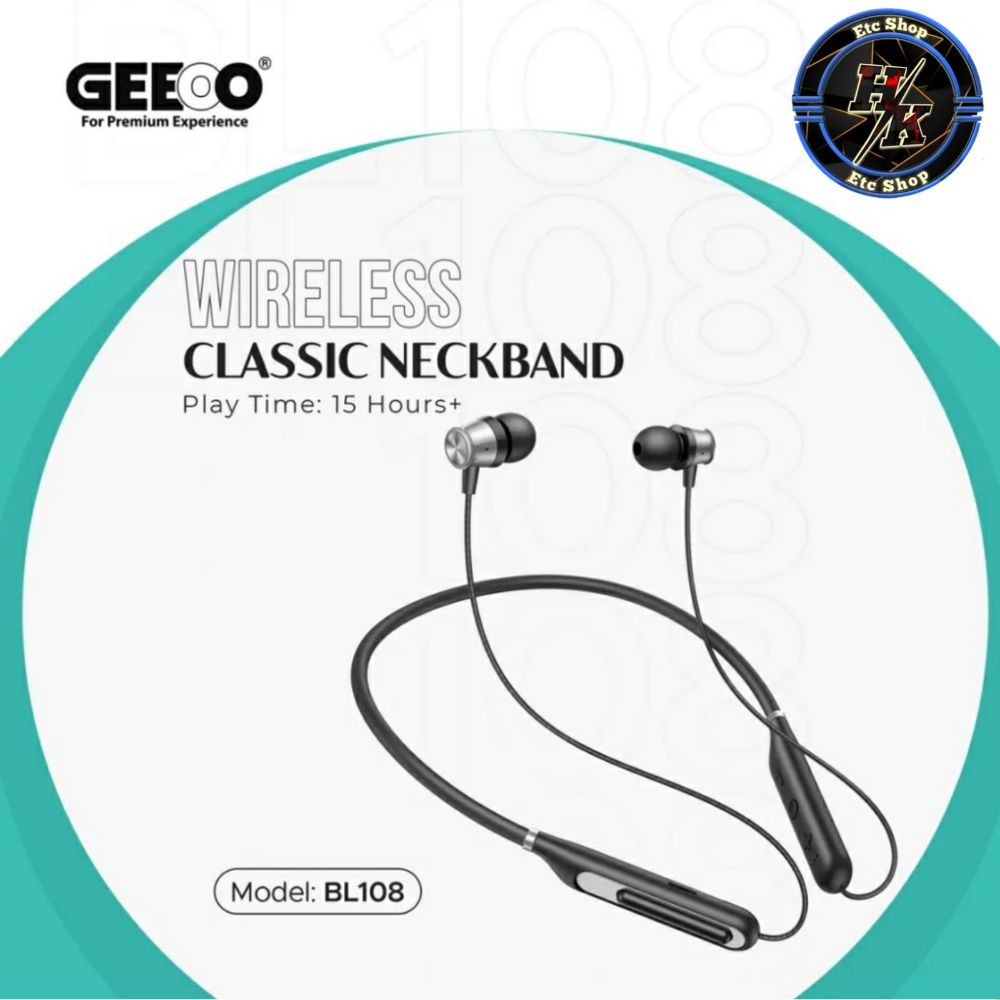 GEEOO BL-108 Bluetooth 5.0 Professional Bass Classic Neckband Earphone / GEEOO BL108