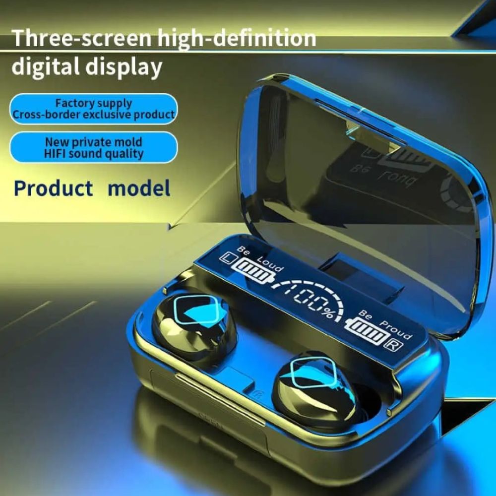 M10 TWS Earphone 9D Stereo LED Digital Display Touch CVC8.0 Digital Noise Reduction Technology - Black