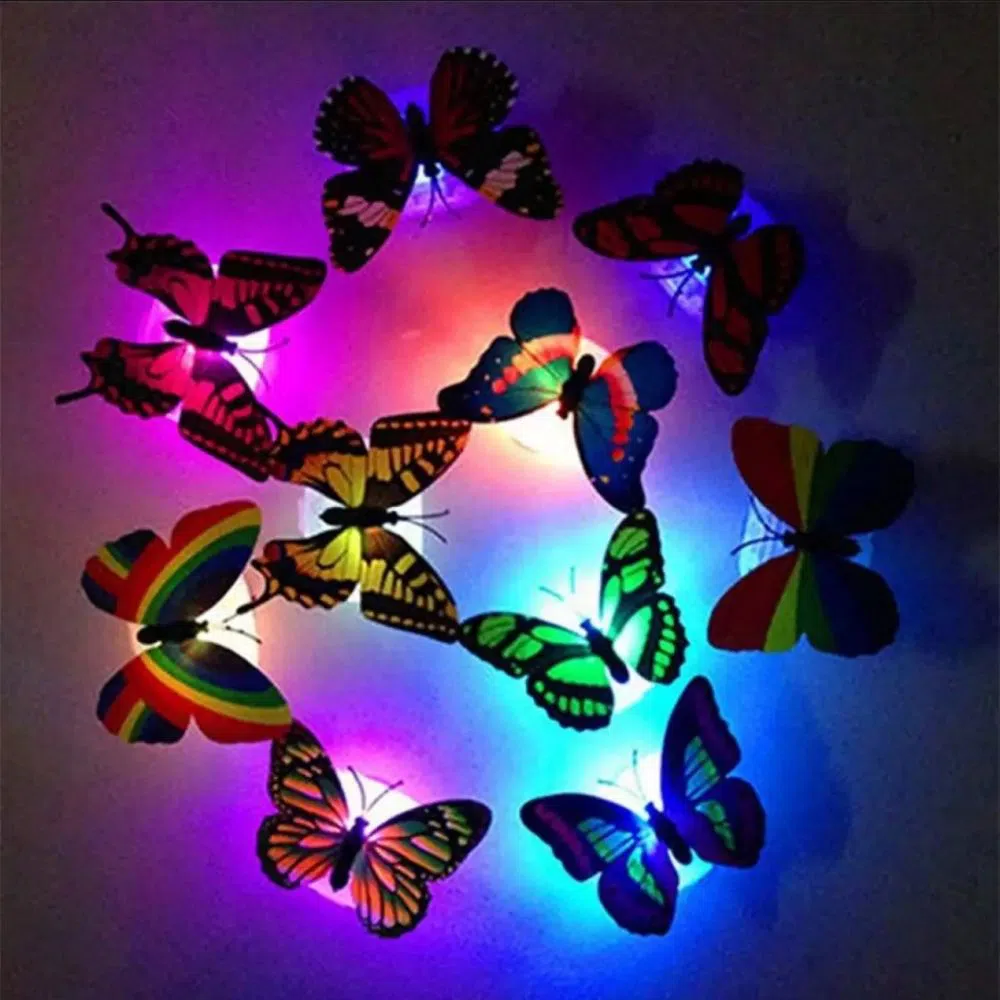Colorful LED Butterfly Night Light Color Changing Paste Wall Sticker-Random Color