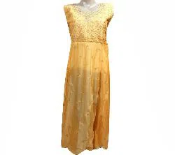 Unstitched georgette Full Body Embroidery Gown Party Dress For Women 1 pcs-golden 