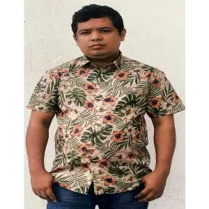 Mens Casual Short Sleeve Cotton Shirt - Multicolor