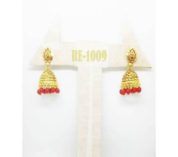 Antique design golden metal Jhumka ear rings