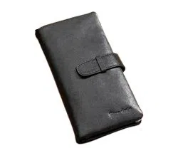 100% Pure leather Long wallet-Black 