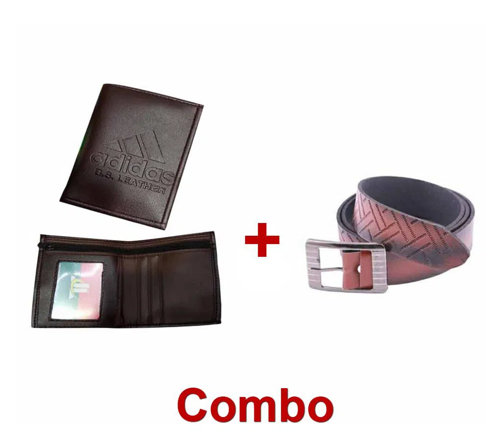 Artificial Leather Wallet (1 piece) + Formal Belt for Men 
