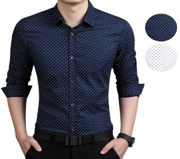 NAVY BLUE LONG SLEEVE COTTON SHIRT FOR MEN