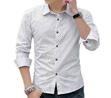 White Slim fit Printed Shirt For Men