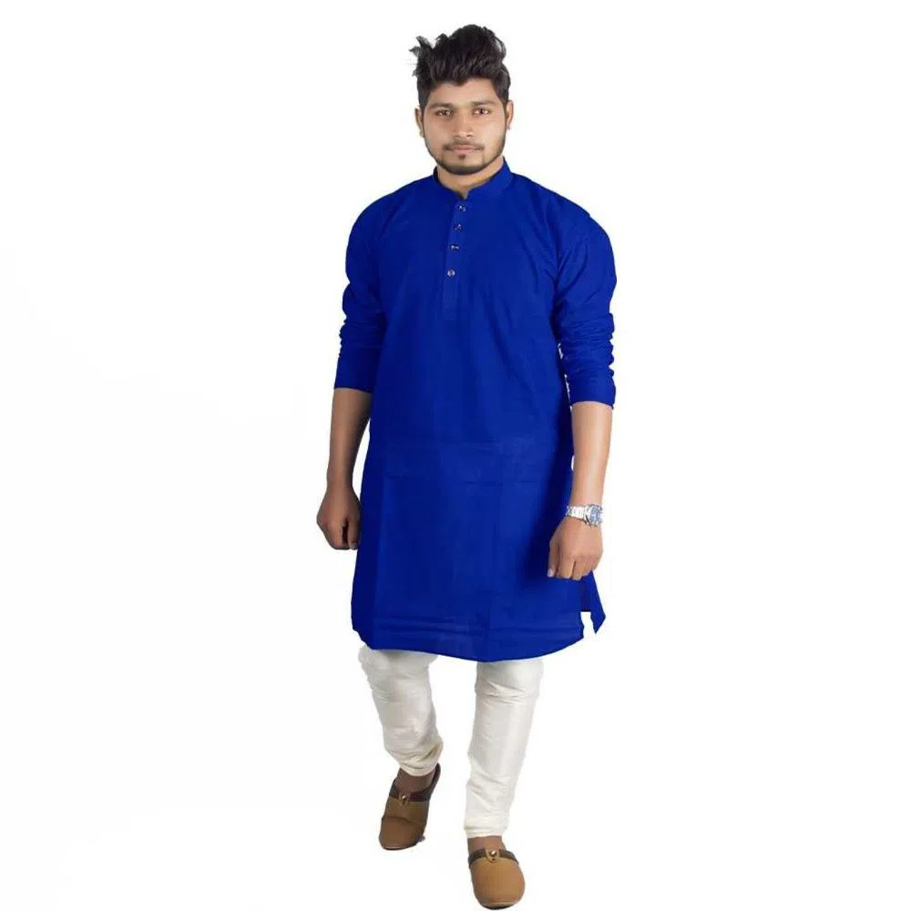 Semi Long Punjabi for Men-Blue