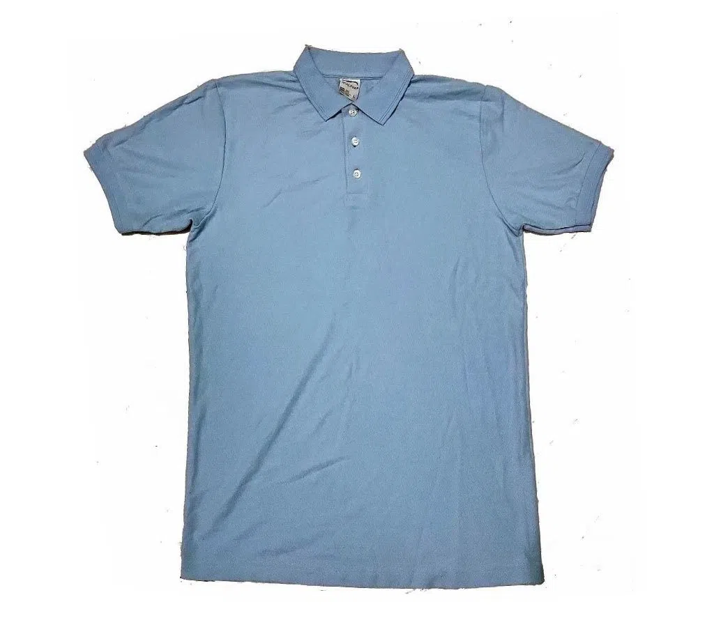 half sleeve cotton polo shirt for men(Solid-Sky Blue)