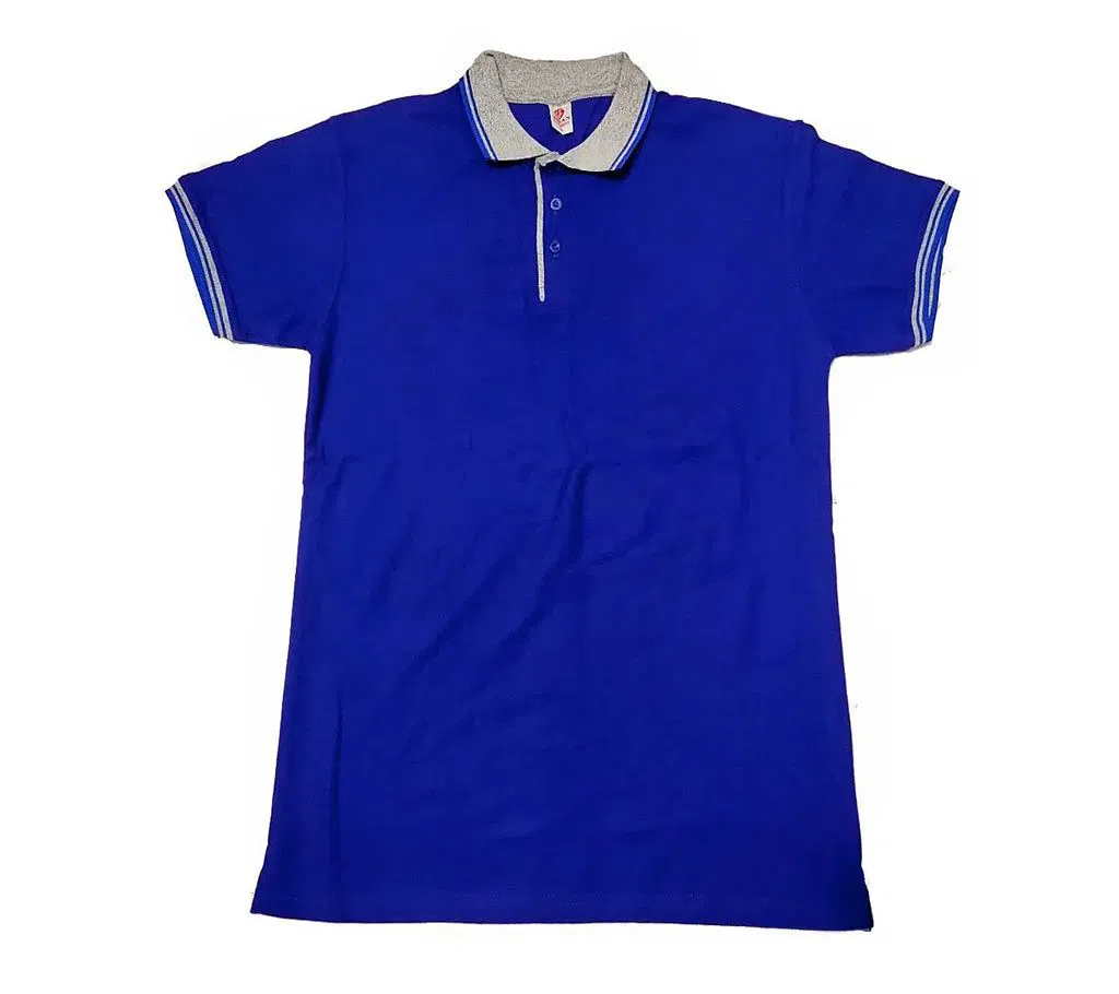 half sleeve cotton polo shirt for men (Solid-Blue)