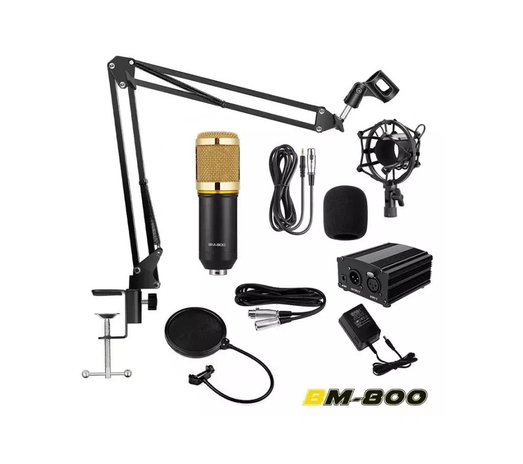 Condenser Microphone BM-800 Studio Package With Phantom Power Supply Studio Microphone BM800 Microphone Studio Light Music Recording Studio Guitar Sin