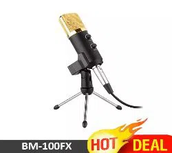 Condenser Microphone BM-100FX   Condenser Microphone For You tuber And Recording Studio BM100-FX Mic With Echo And Volume Control