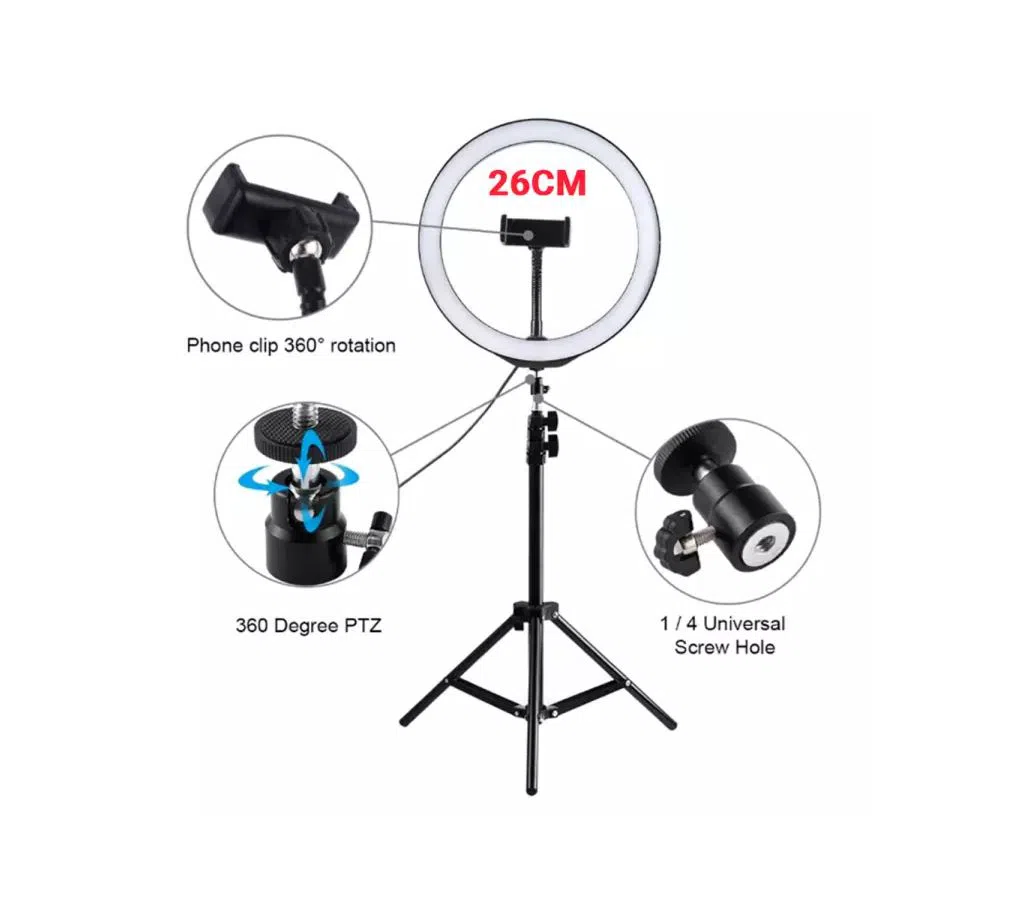 Photo LED Selfie Stick Ring Fill Light 10 inch Dimmable Camera Phone Ring Lamp With Stand Tripod For Makeup Video Live Studio
