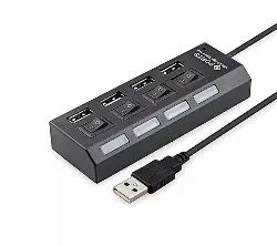 USB 2.0 Hub LED USB Hub With Switch - Black
