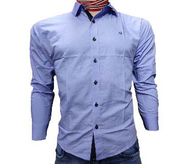 Mens Cotton Check Shirt Regular Fit-navy blue 