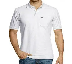 White Cotton Polo T-Shirt For Men -white 