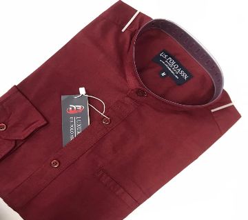 Menz full Sleeve Causal Shirt-07-maroon 