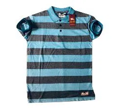 BurBerry Stripe Polo T-Shirt Pure Cotton For Men SKY