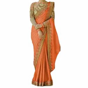 Georgette Sharee For women with Blouse piece -Orange 