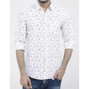 Full Sleeve White Cotton Casual Shirt By Fashion plus