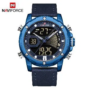 NF9172 B.O.L.BN PU Leather Duel Time Naviforce Watch
