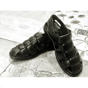 Leather Mens Sandal -Black 