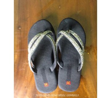 Juteland Heel Shoes Sandals  for Girls-black 