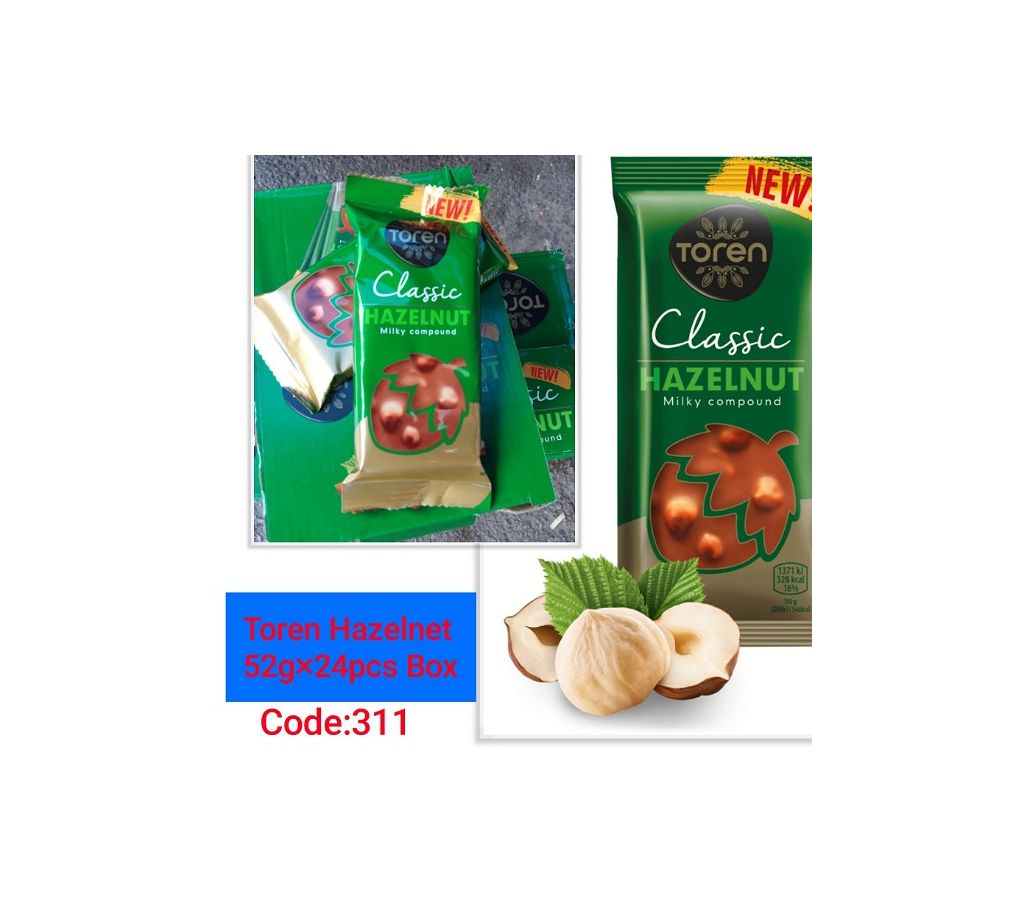 :Toren Classic Hazelnut with Compound Chocolate-হেভি টেস্টি চকলেট -(1BOX)-Turkey 24 pcs/Box বাংলাদেশ - 1156560