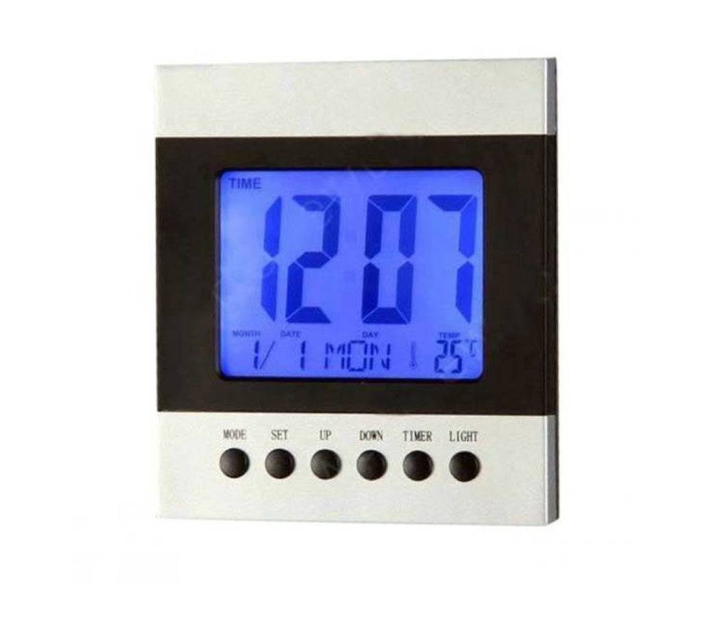 Digital Table Clock - Silver and Black বাংলাদেশ - 630579