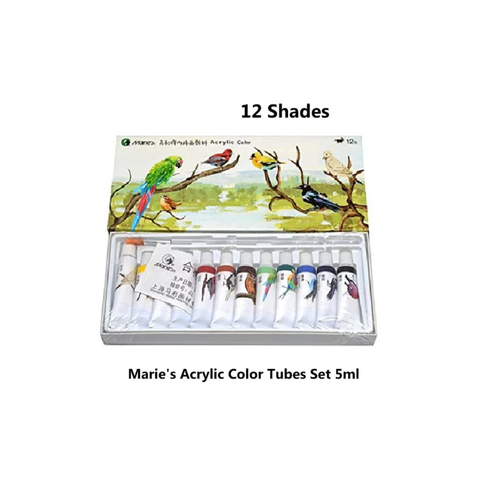 Maries Acrylic Color Paint 12 colours 5ml Tubes Box