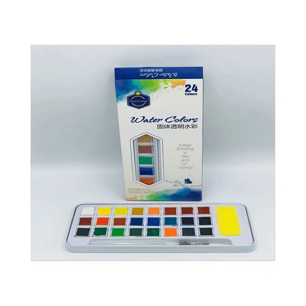 Keep Smiling Watercolor Set in Tin Box-24 Colors