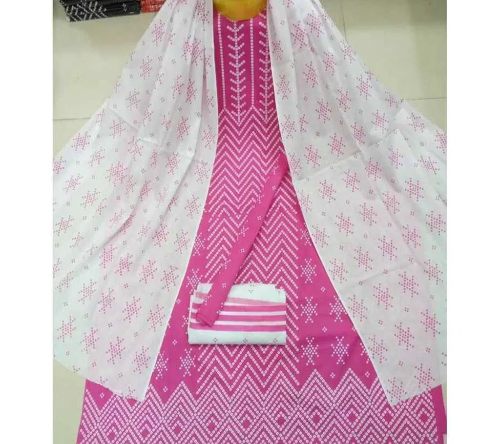  Unstitched Skin Print 3 piece Salwar Kameez for Women pink