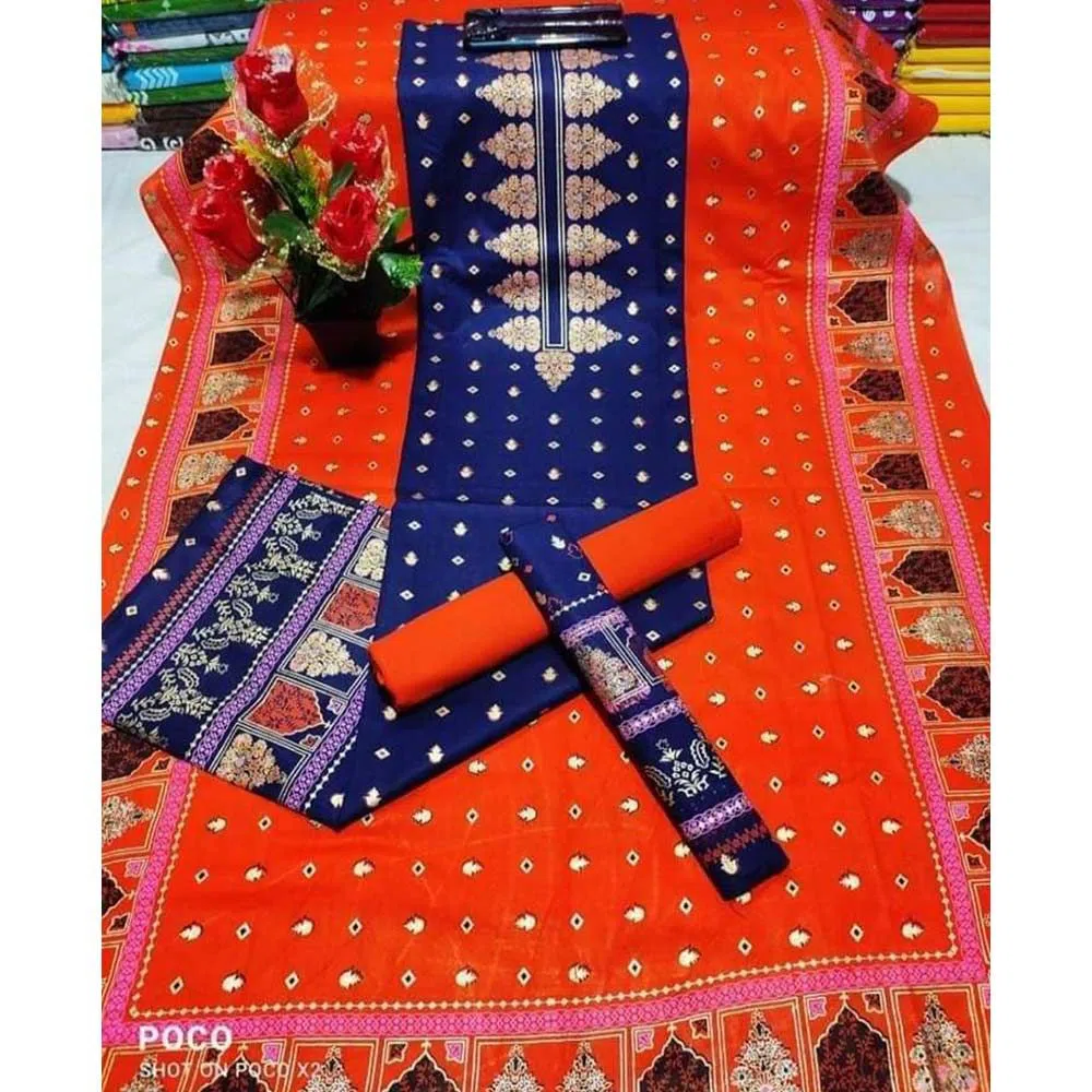 Attractive Afsan Skin Print Unstitched Salwar Kameez For Woman 