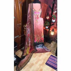 Unstitched Cotton embroidery Work Pakistani Salwar Kameez for Women