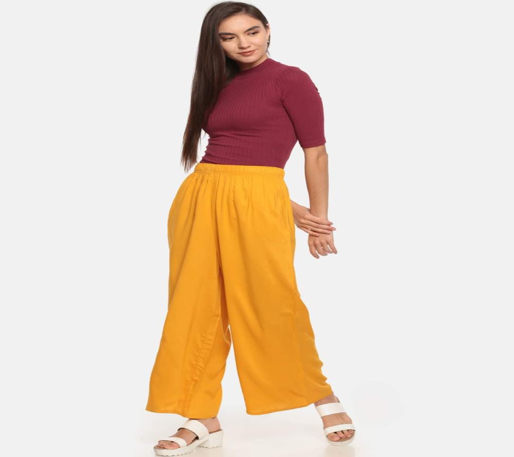Straight plain চায়না লিনেন পালাজ্জো ফর উইমেন Solid Skirt Palazzo for ladies বাংলাদেশ - 1177274