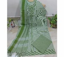 Hand-loom Cotton Three Piece-Green