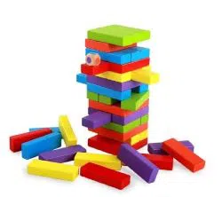 54pcs Wooden Blocks Toppling Tower Jenga -  Stacking and Tumbling Timbers Color Tower Jenga Game