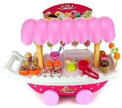 BIG Kids Play Set Luxury Candy Car Ice Cream Shop Kitchen Set Toy with Lights and Music 37pcs