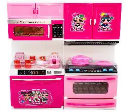 Barbie Playing Kitchen Toy Set for Girls with 2 Compartment of Open-able Doors with Light and Sound Girls Toys