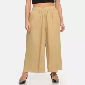 WomenS Cotton Flared Solid Palazzo Pants